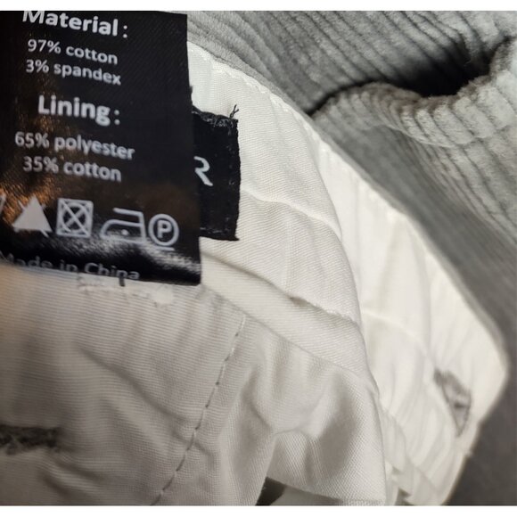 Snover Men’s Grey Corduroy Chino Pants Straight Leg Stretch Fit NWT - Picture 10 of 10